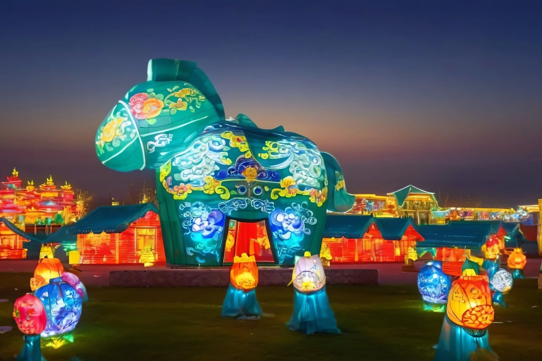 锡林浩特地标花灯变装！元宵节，用花灯点亮锡林浩特地标建筑~